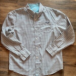 Huk Men's Plaid Button Down Shirt - Black and White